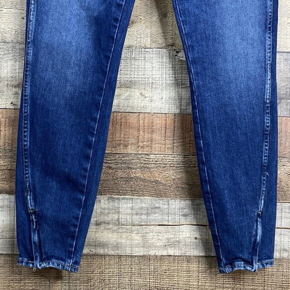 AMO Twist Zip Skinny Jeans Ankle Zipper Sapphire Blue Denim Size 30 - Picture 3 of 12